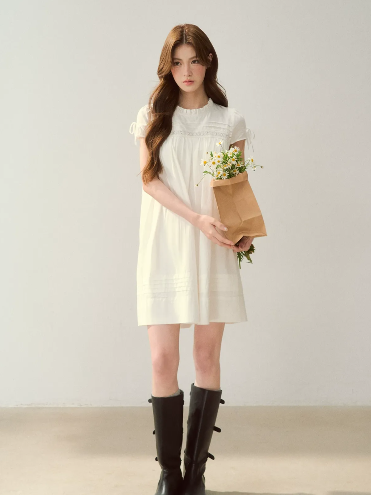 Embroidered Ruffle Dress