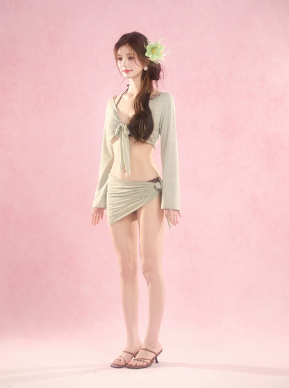 Tie-Front Four-Piece Swim Set