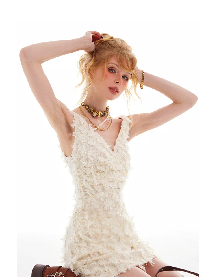 Feather Fringe Mini Dress