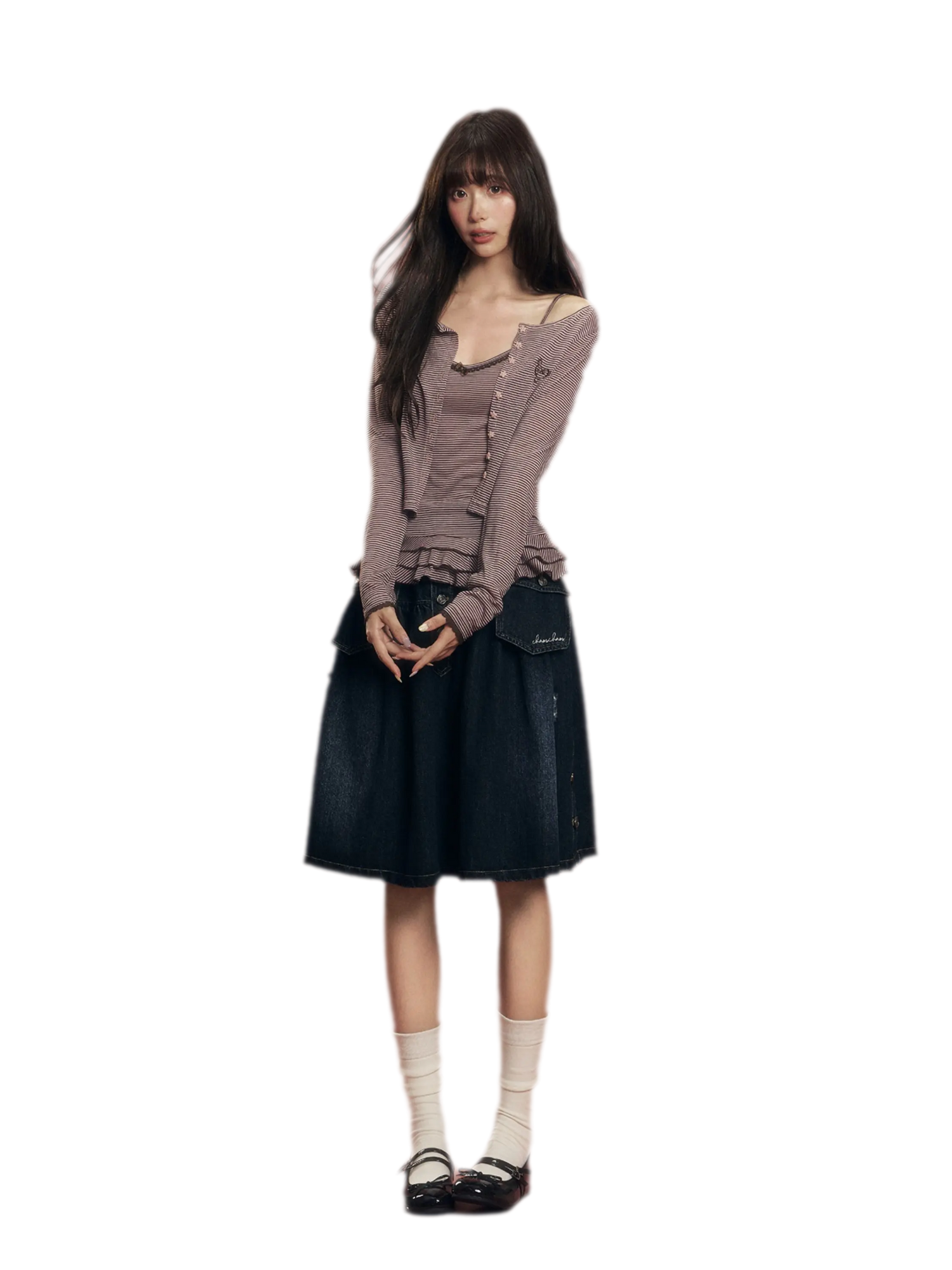 Striped Knit Cardigan Set