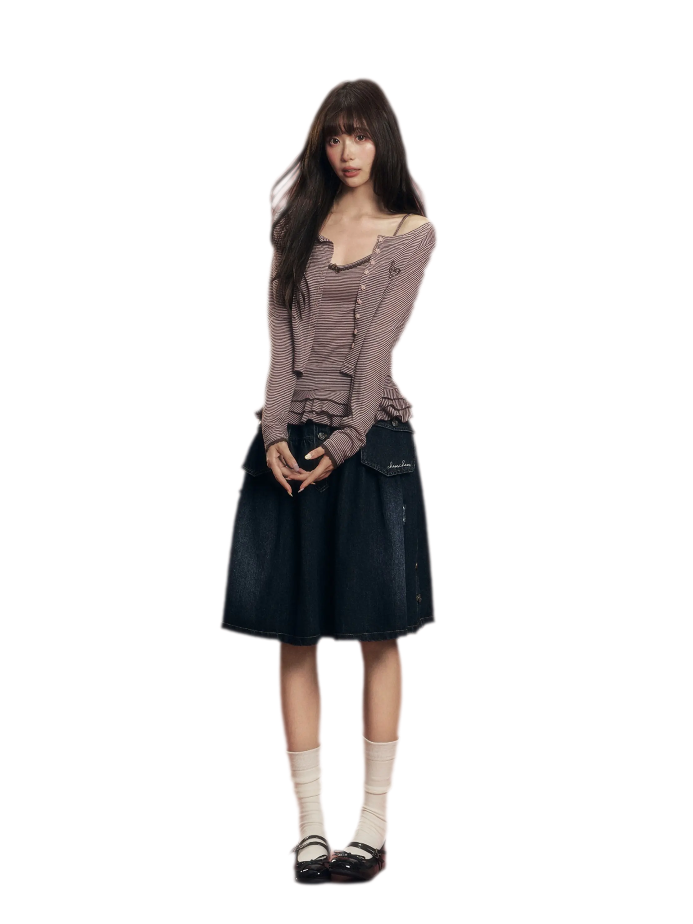 Striped Knit Cardigan Set