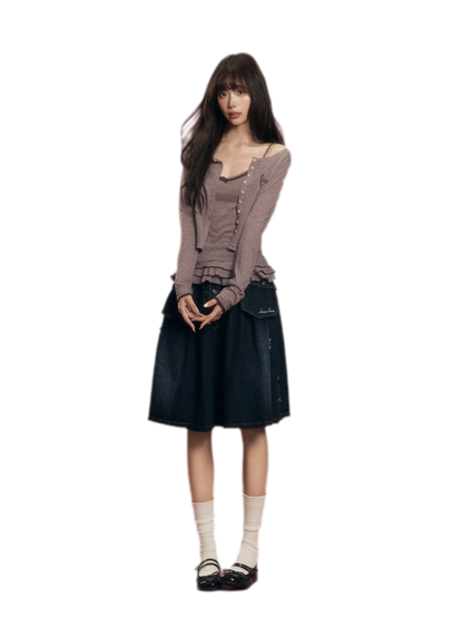 Striped Knit Cardigan Set