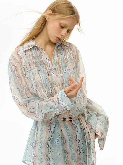 Sheer Print Shirt Jacket