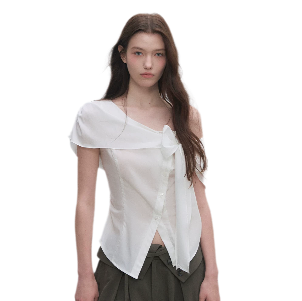 Asymmetric Bow Waist Blouse