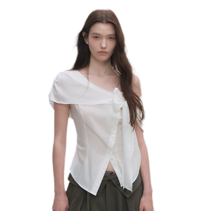 Asymmetric Bow Waist Blouse