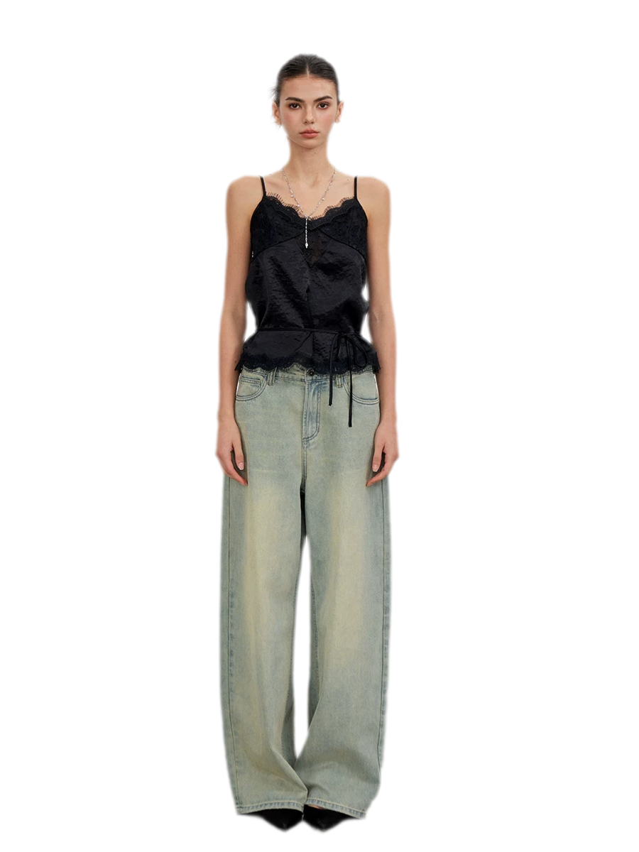 Lace Tie Waist Satin Camisole
