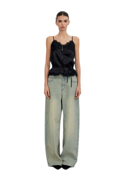 Lace Tie Waist Satin Camisole