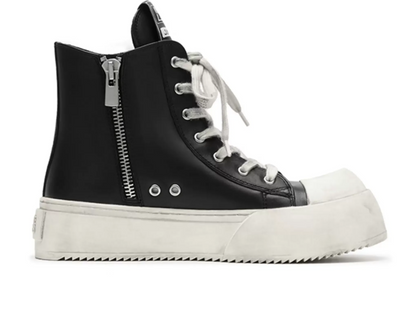Distressed Leather High-Top Sneakers