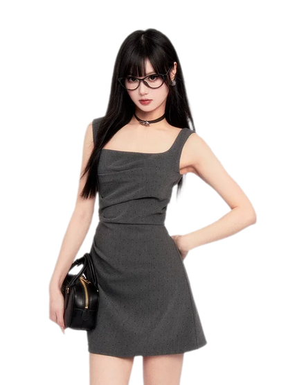 Structured Sparkle Asymmetric Mini Dress
