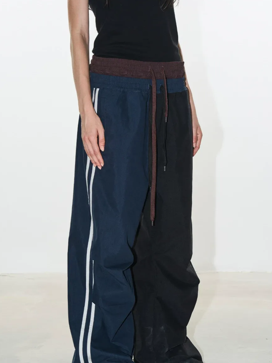 Pleated Wide-Leg Track Pants