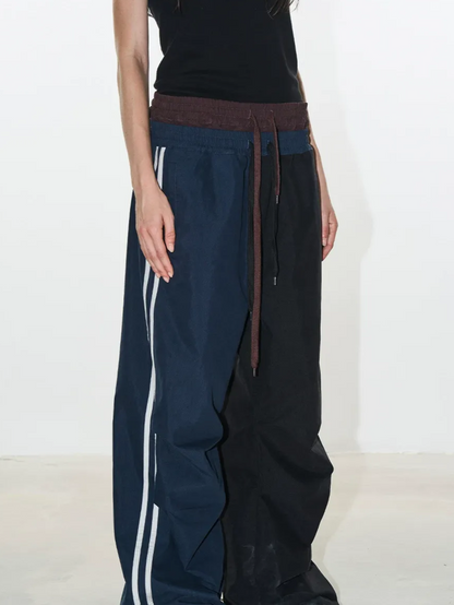 Pleated Wide-Leg Track Pants