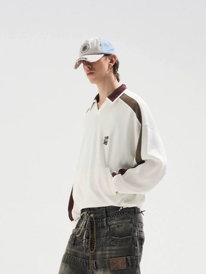 Contrast Polo Panel Sweatshirt