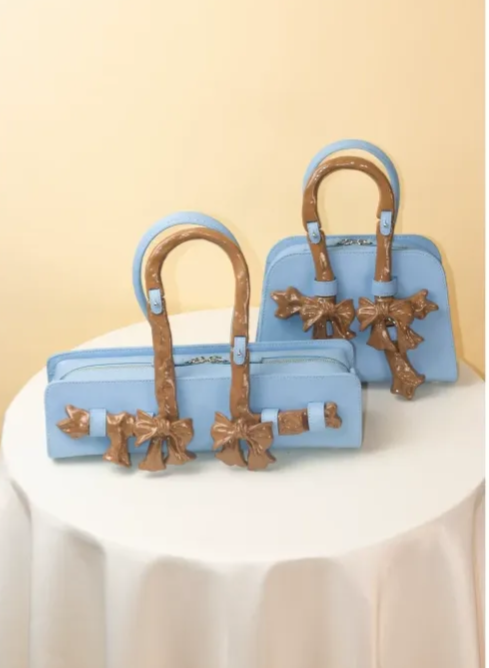 Ceramic Glossy Bow Structured Handbag