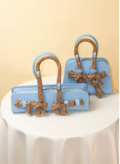 Ceramic Glossy Bow Structured Handbag