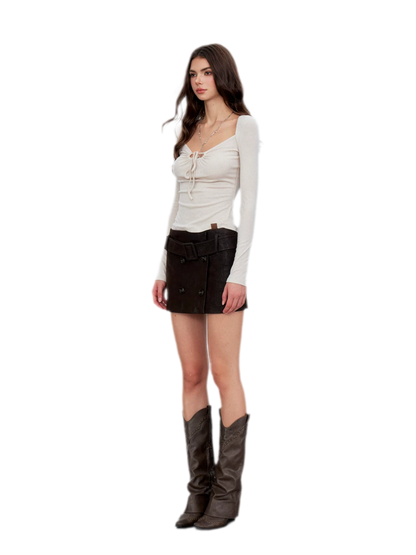 Vintage Utility Belted Mini Skirt