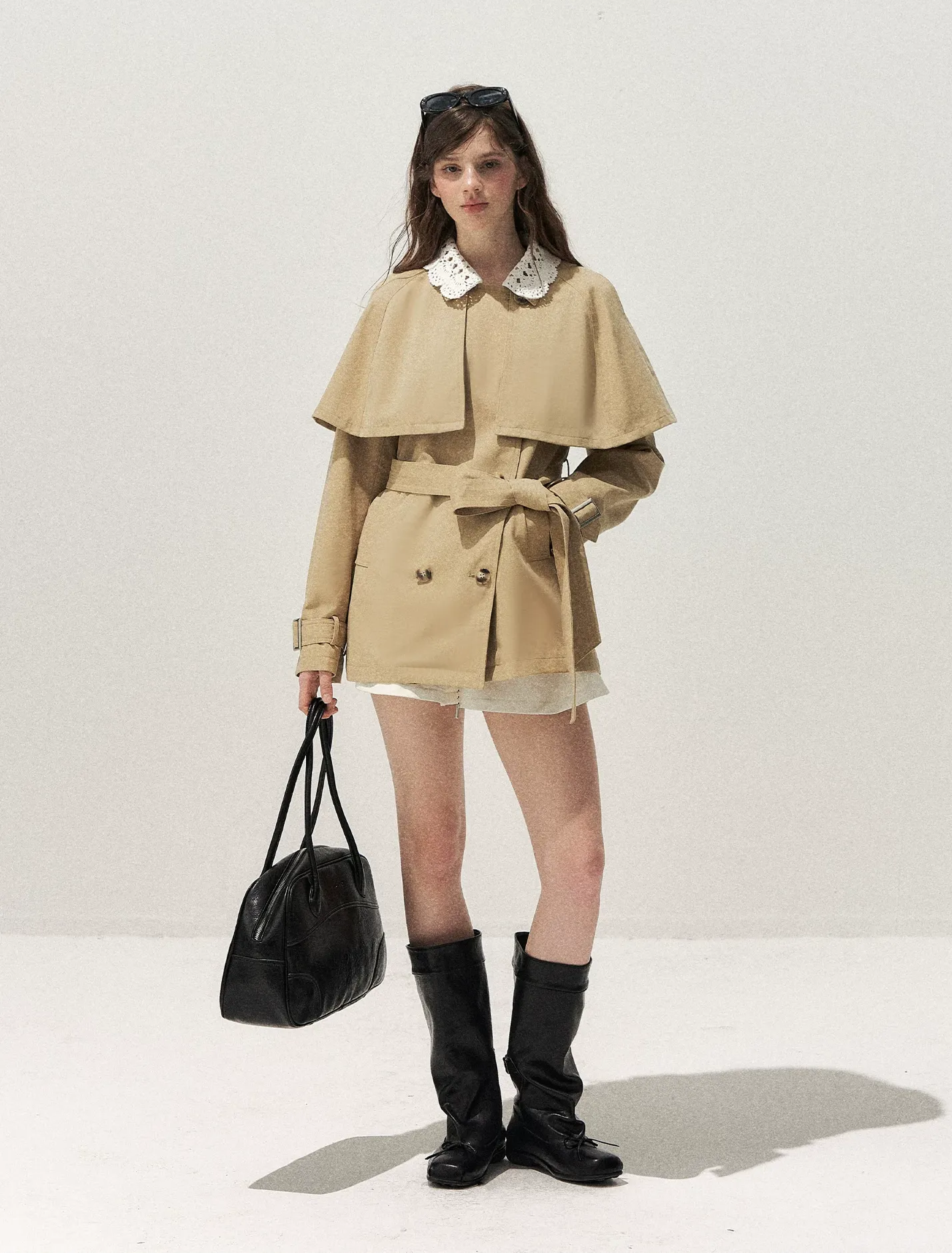 Crochet Cape Trench Coat