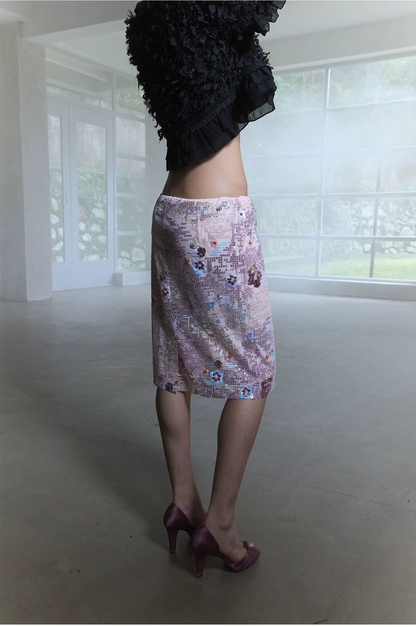 Sequined Drawstring Midi Skirt
