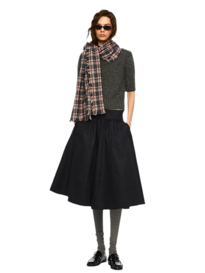 Wool Plaid Fringed Scarf