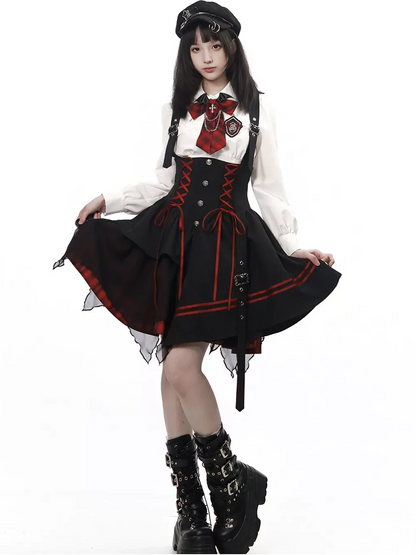 Gothic Puff-Sleeve Blouse Dress