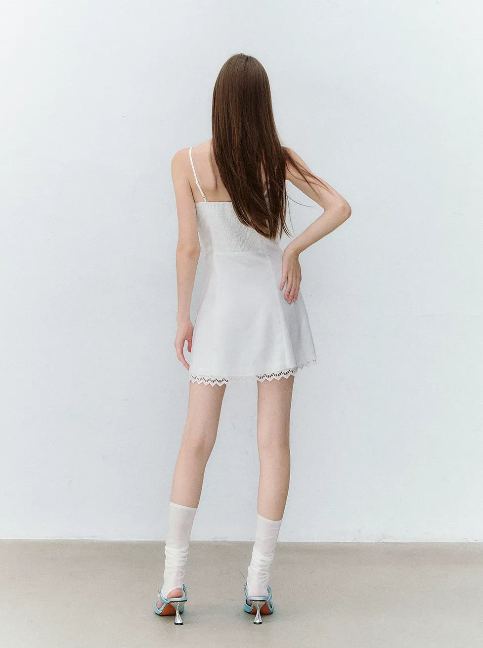 French Style Bow Tie Waist A-Line Dress