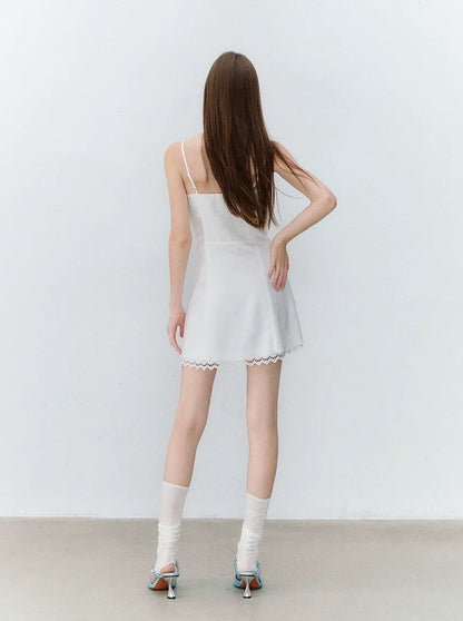 French Style Bow Tie Waist A-Line Dress