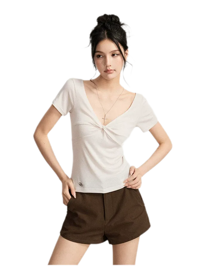V-Neck Ruched Summer Top
