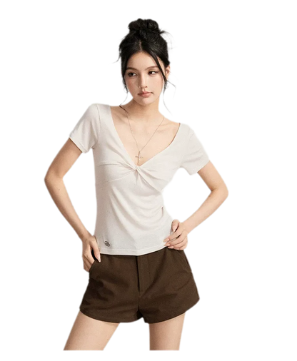 V-Neck Ruched Summer Top