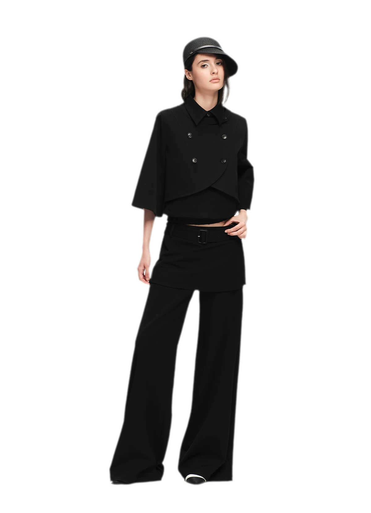 Double-Breasted Cape Vest Coat