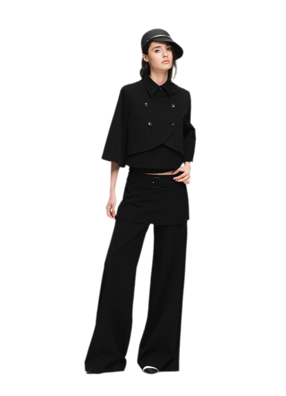 Double-Breasted Cape Vest Coat