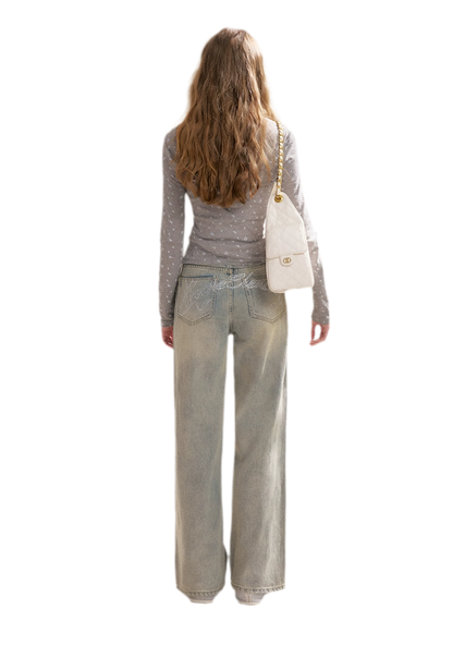 Rhinestone Logo Jeans