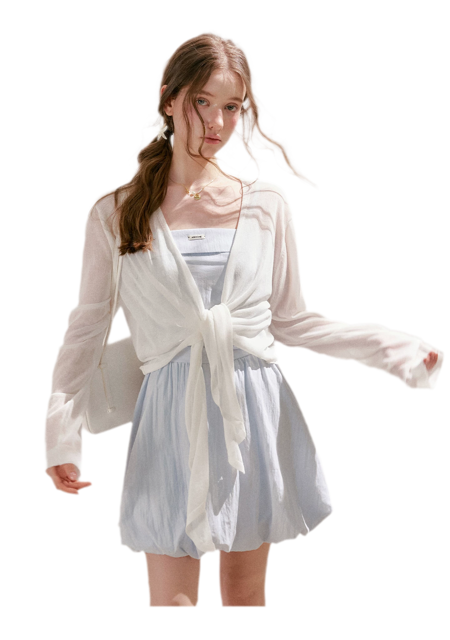 Airy Layered Short Knit Cardigan