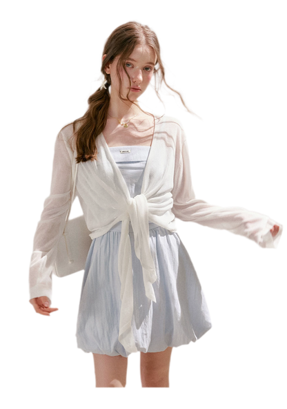 Airy Layered Short Knit Cardigan
