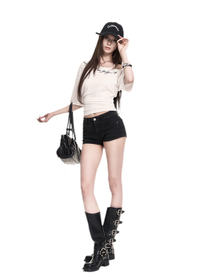 Asymmetric Halter Crop Tee
