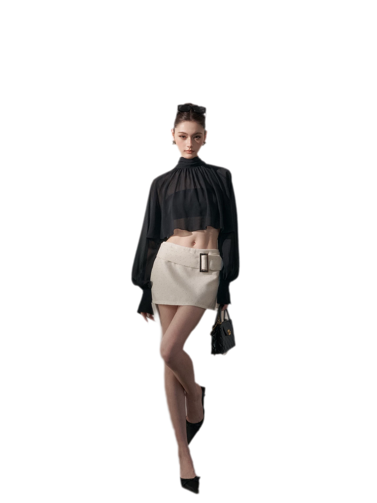 Rhinestone Low Rise Mini Skirt