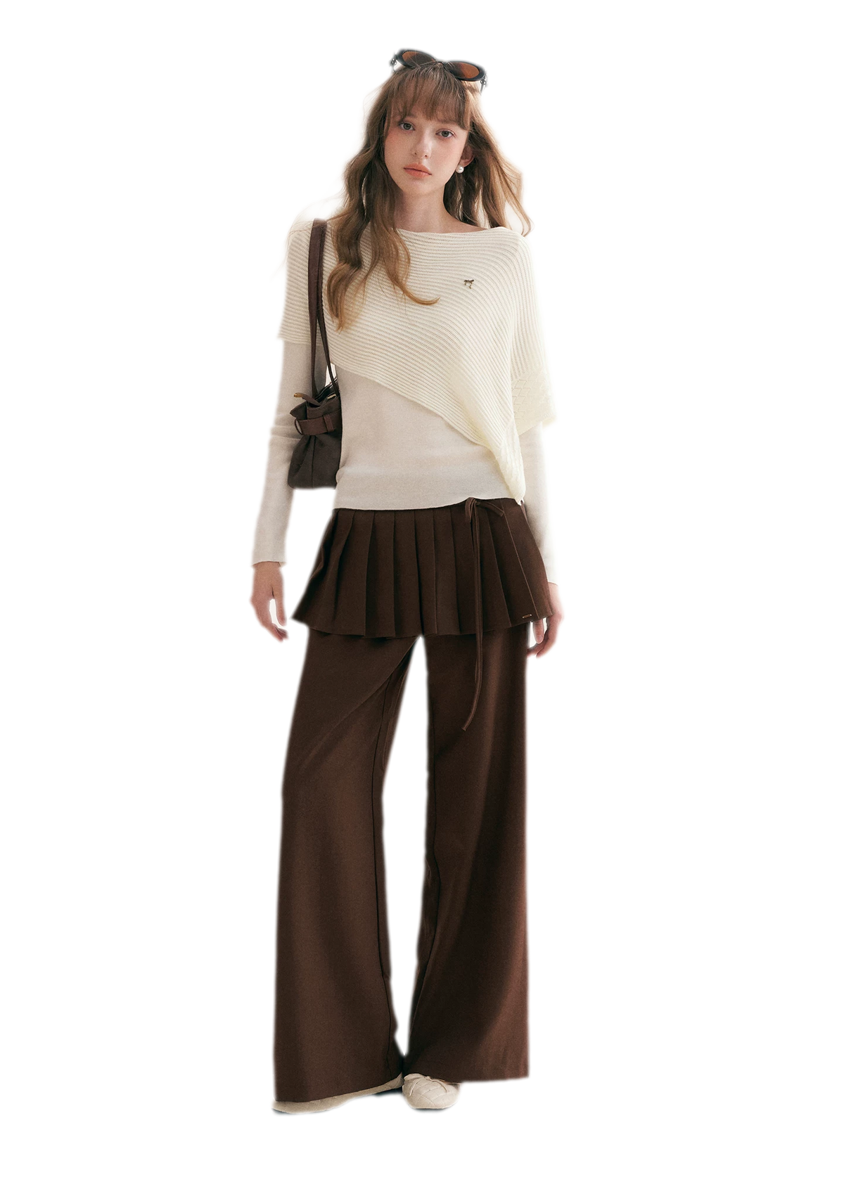 Diagonal Shawl Knit Sweater
