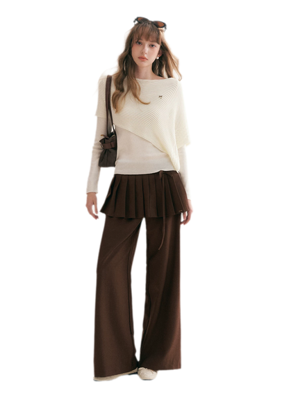 Diagonal Shawl Knit Sweater