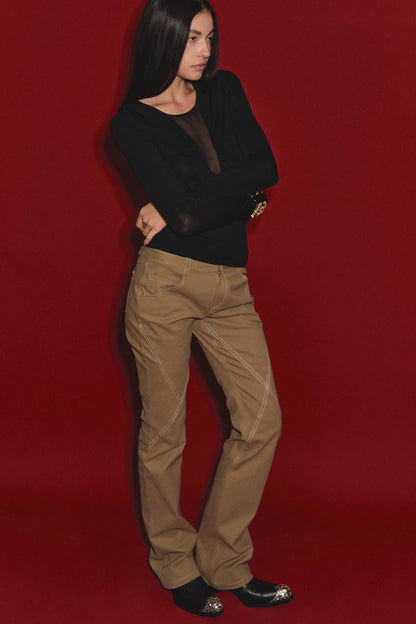 Vintage Distressed Khaki Slim Fit Casual Pants