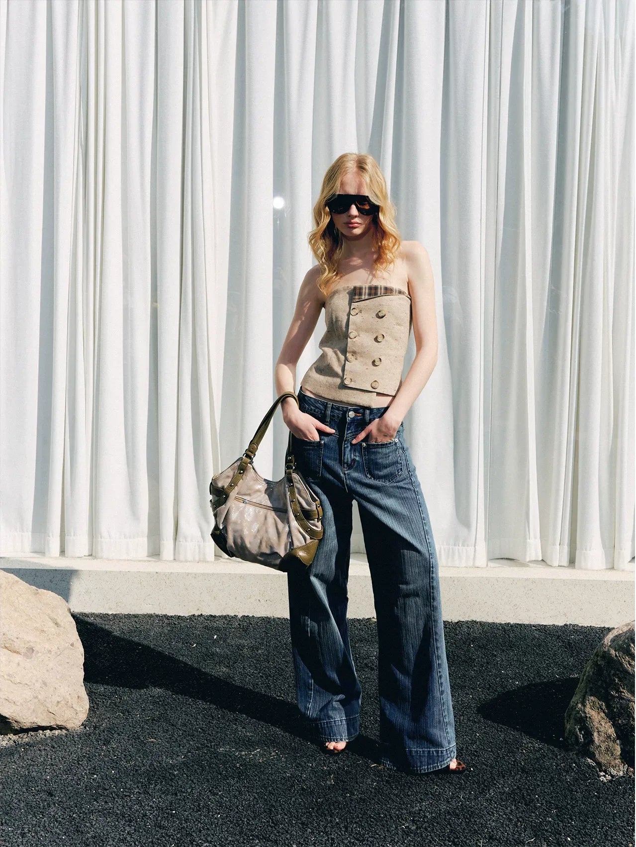Plaid Bustier Top