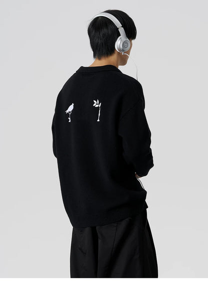 Embroidered Oversized Wool Blend Sweater