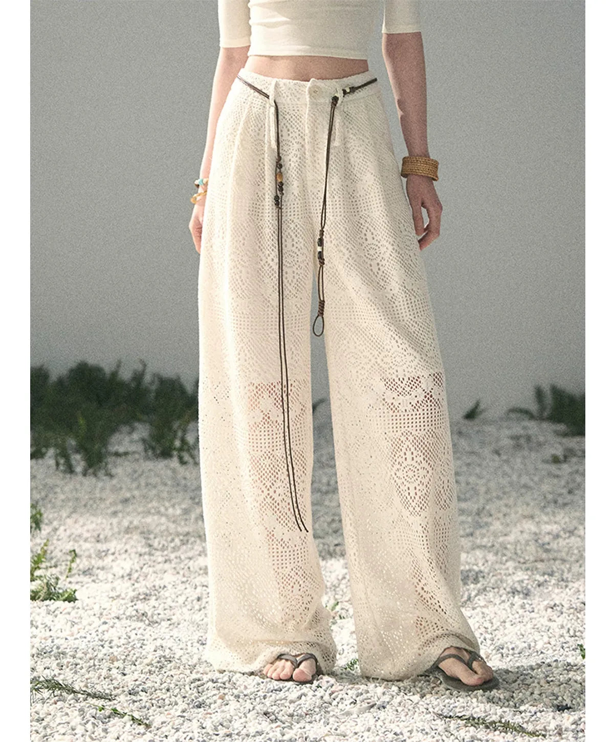 Hollow Wide-Leg Pants