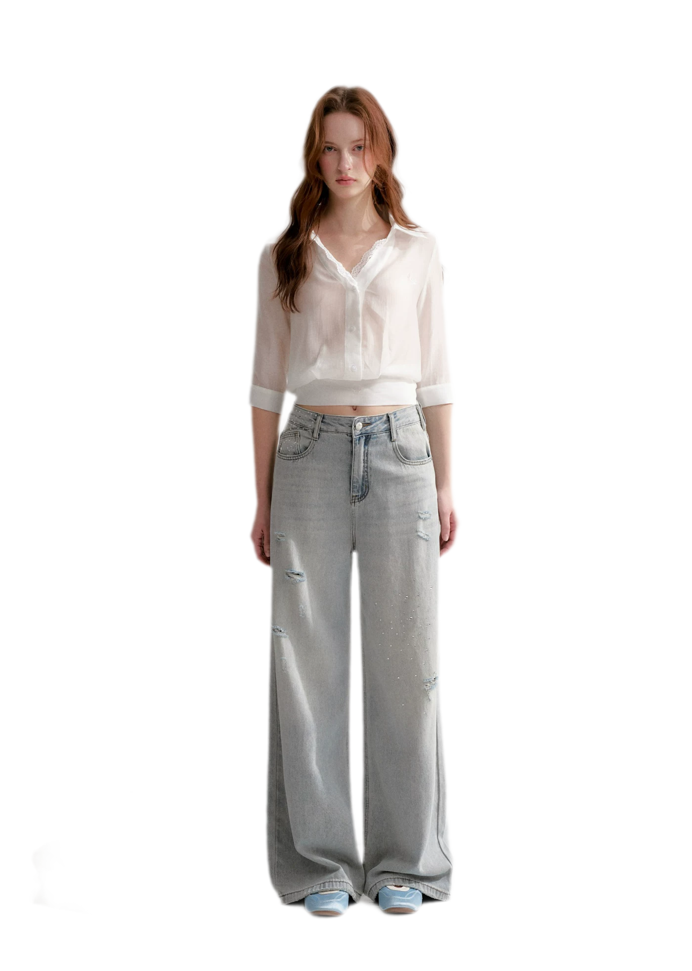 Washed Rhinestone Jeans