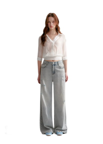 Washed Rhinestone Jeans