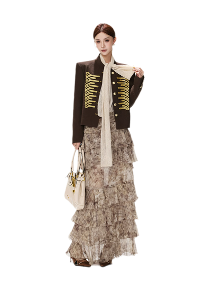Textured Cropped Stand-Collar Jacket