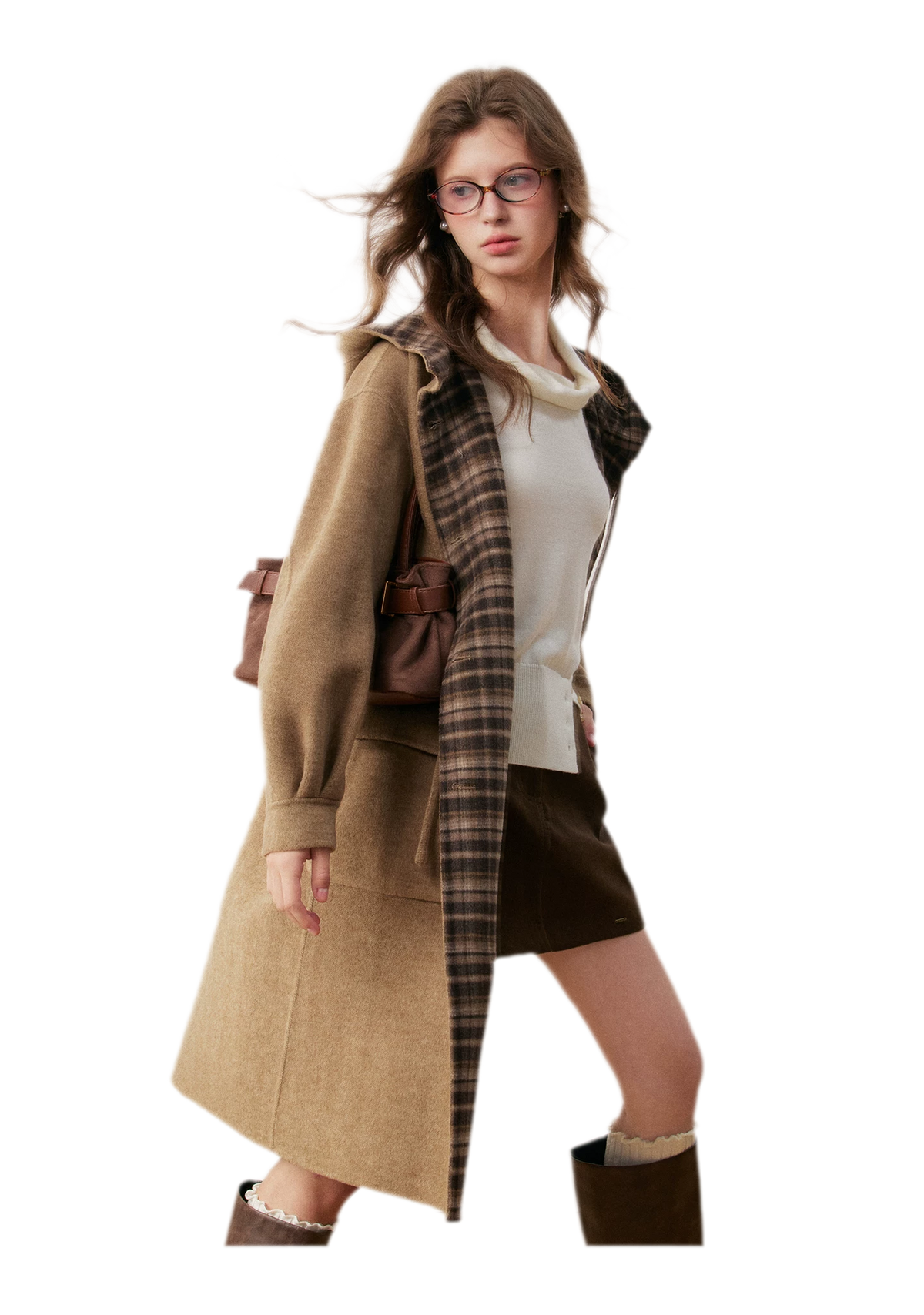 Merino Plaid Toggle Coat