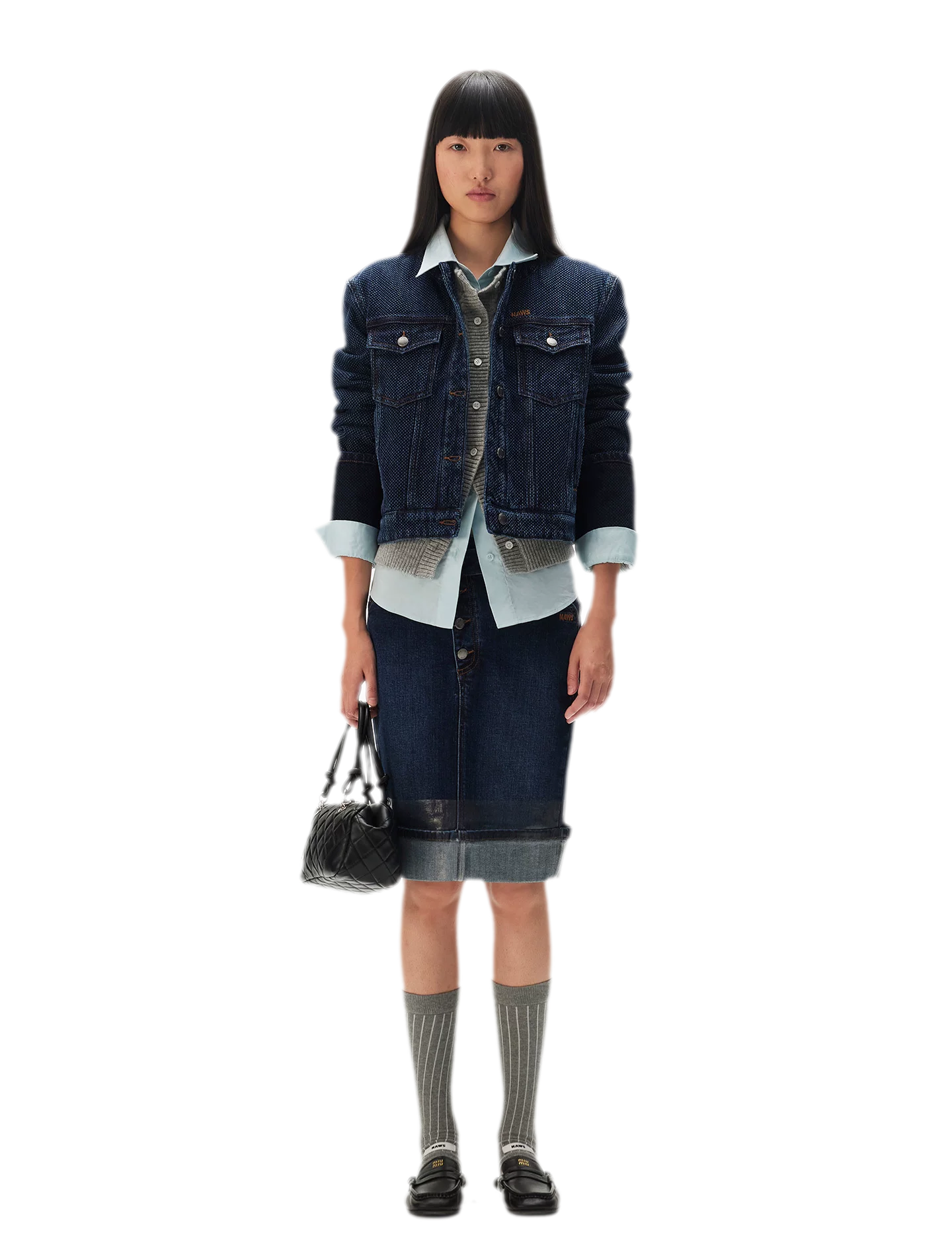 Cable Knit Faux-Layer Cardigan
