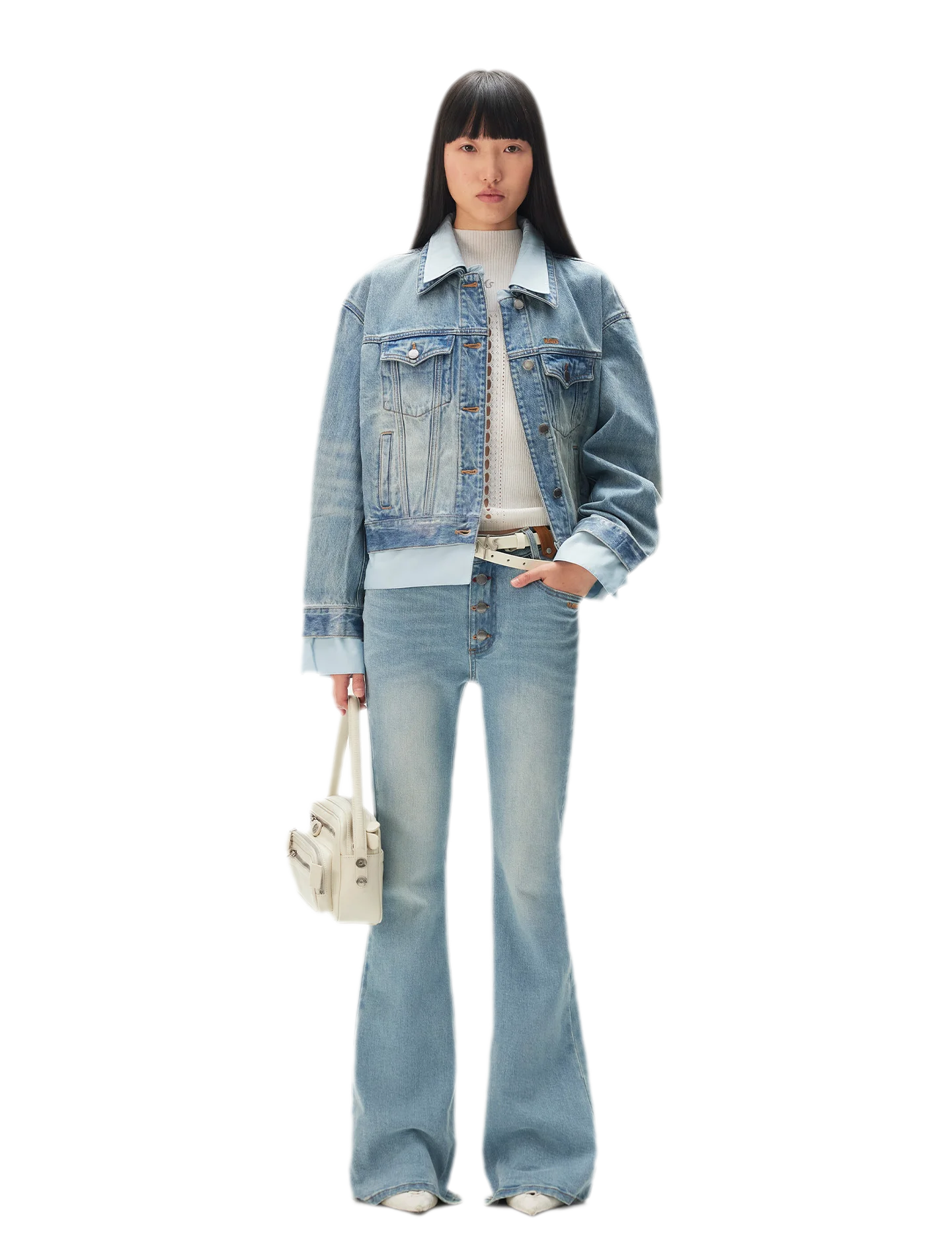Contrast Wash Slim Flare Jeans