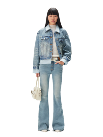 Contrast Wash Slim Flare Jeans