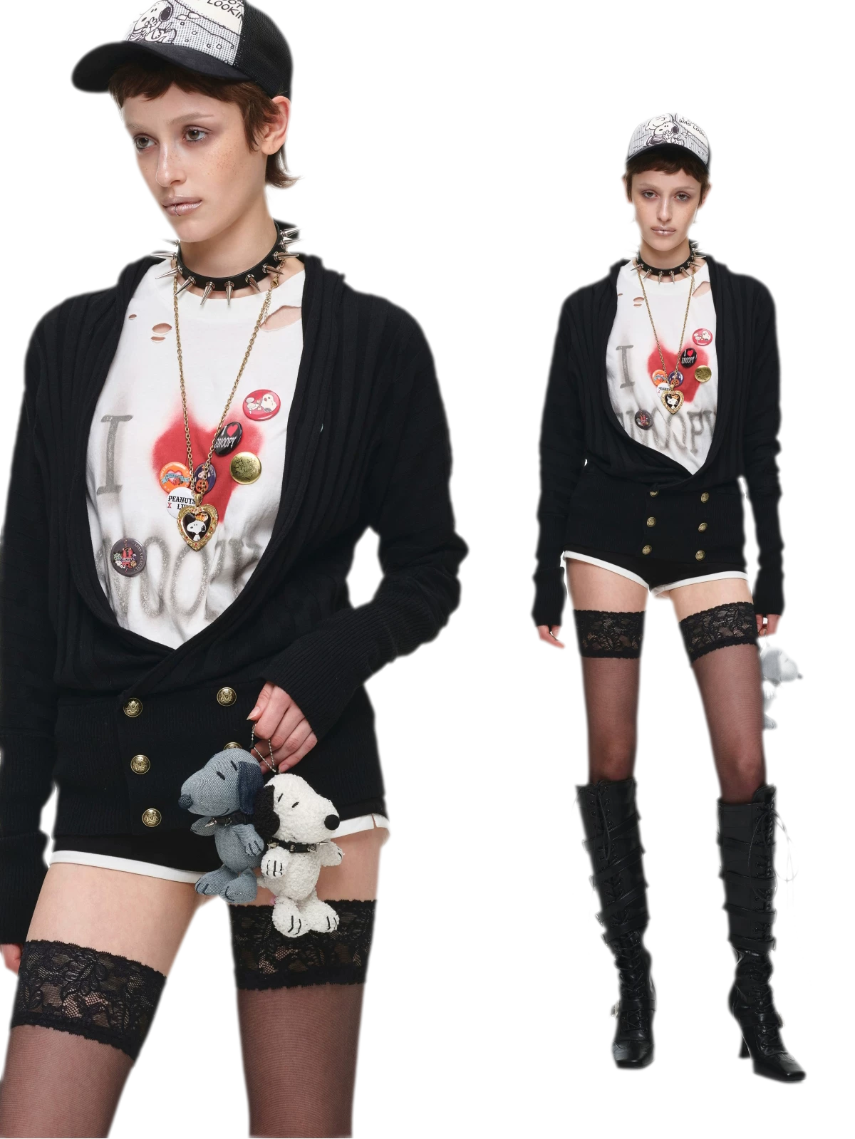 Studded Collar Snoopy Keychain