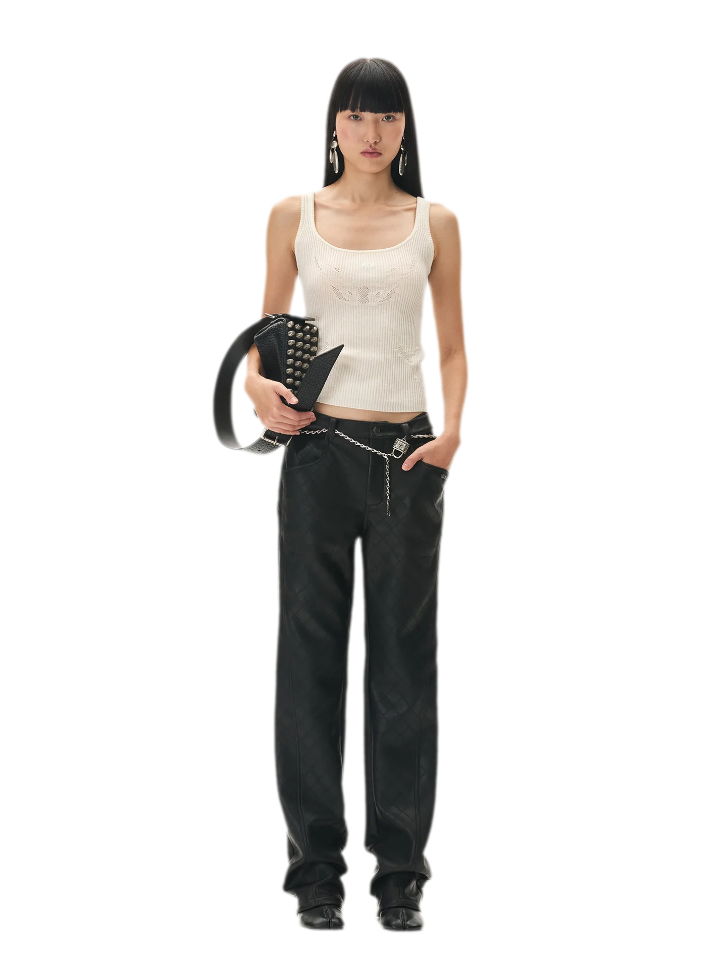 Openwork Jacquard Slim Knit Vest