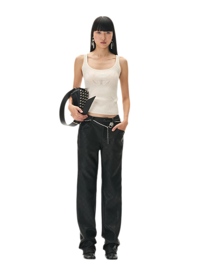 Openwork Jacquard Slim Knit Vest